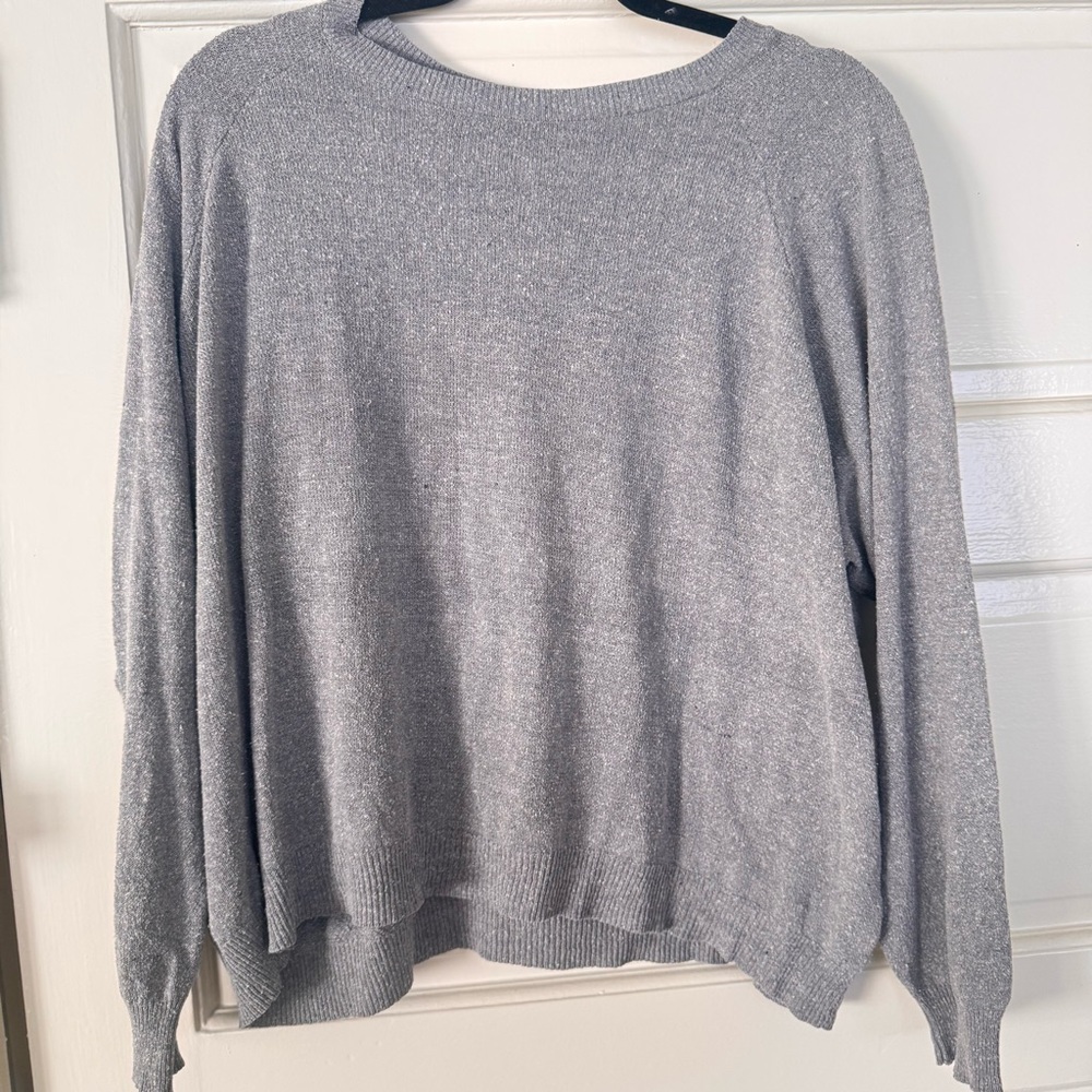 6397 Gray mulberry silk sweater medium